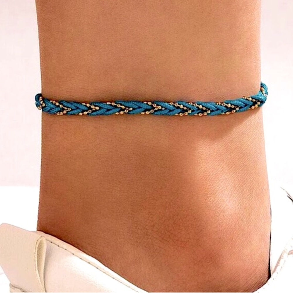 💜10/$25💜NEW Turquoise Woven Simple Bohemian Anklet